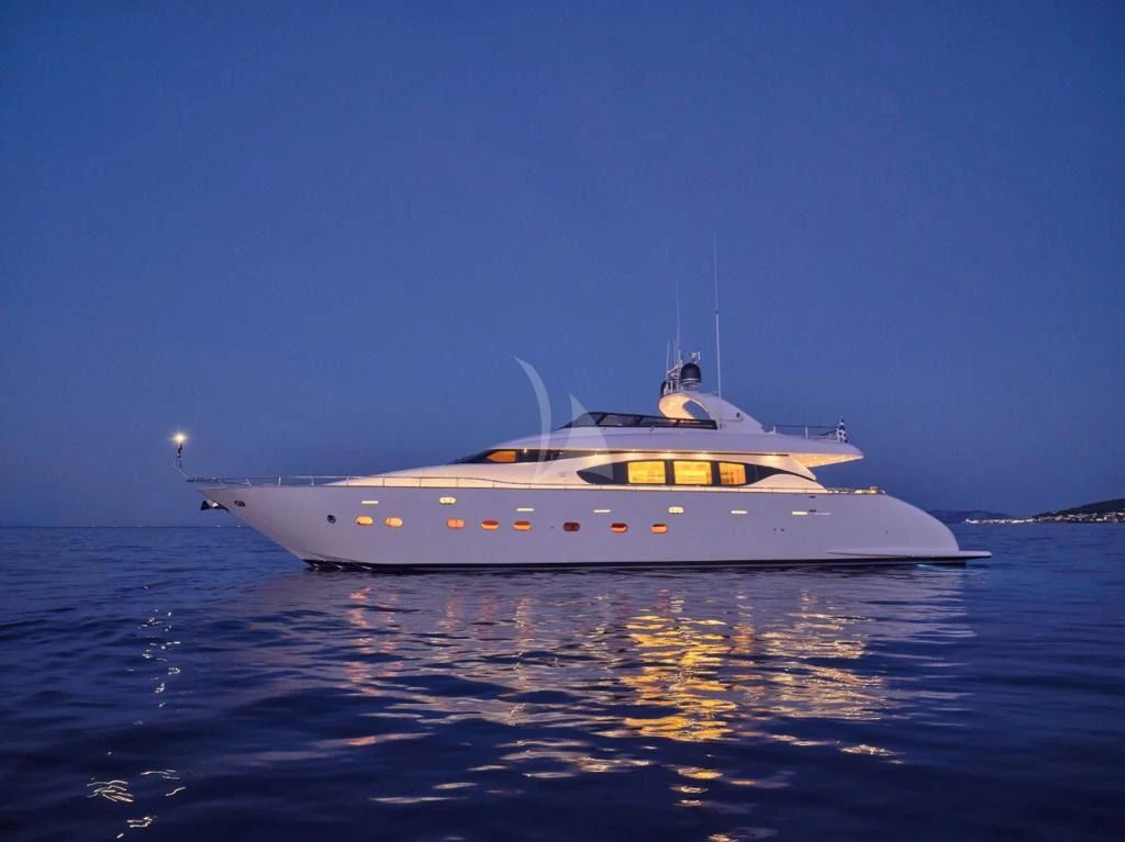 a white boat on water aboard IRENE'S Yacht for Sale