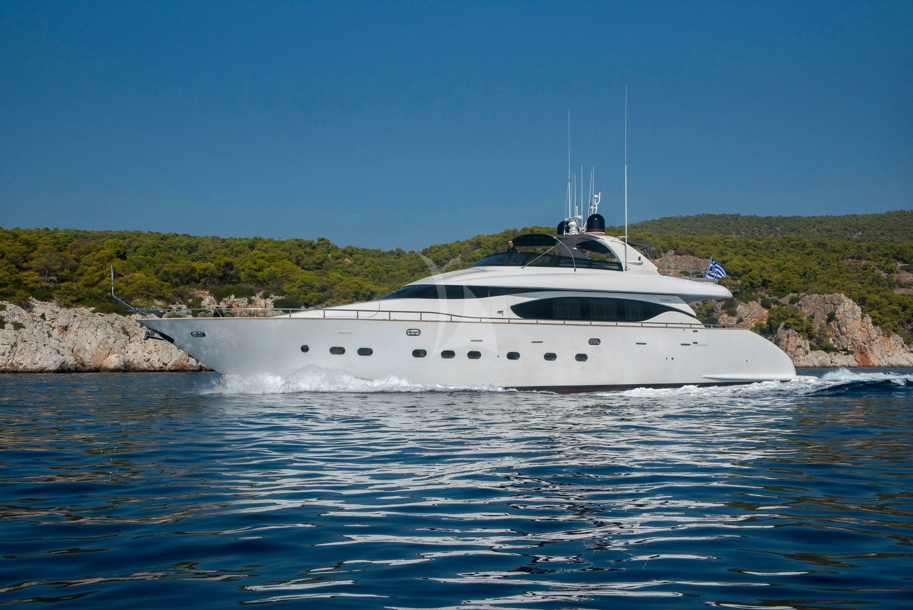 a white yacht on the water aboard IRENE'S Yacht for Sale