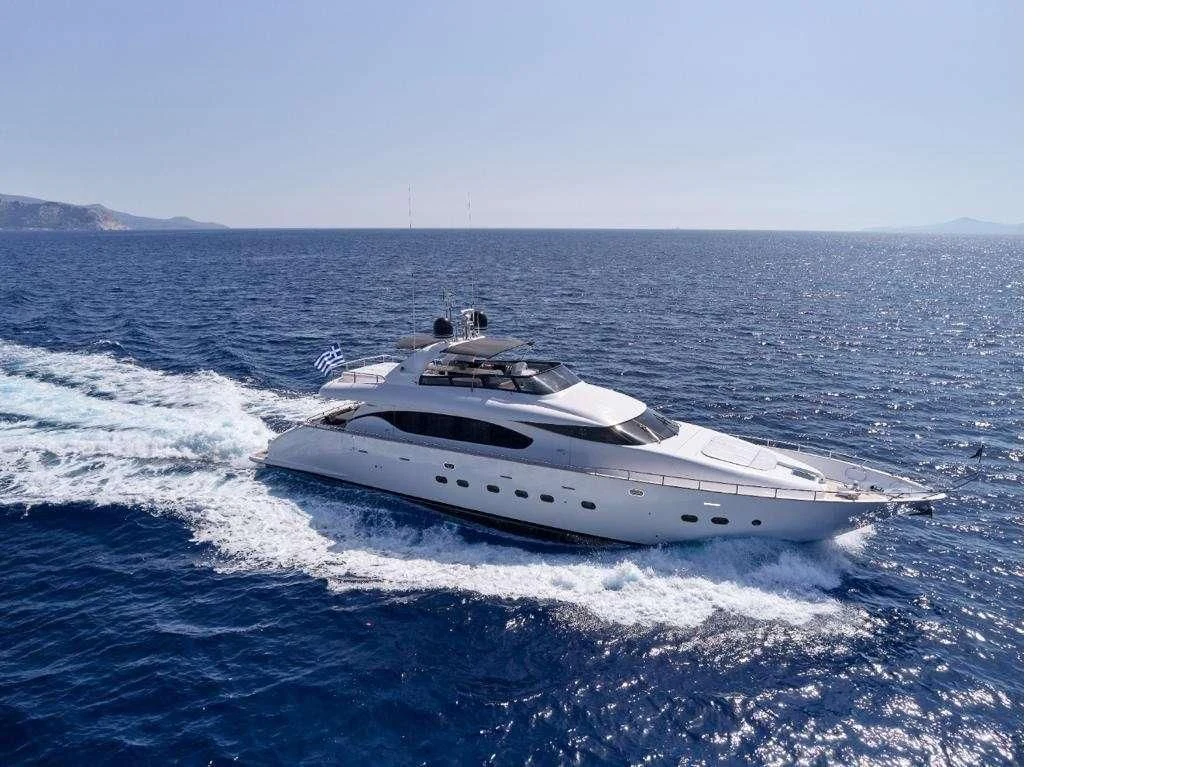 a white yacht on the water aboard IRENE'S Yacht for Sale