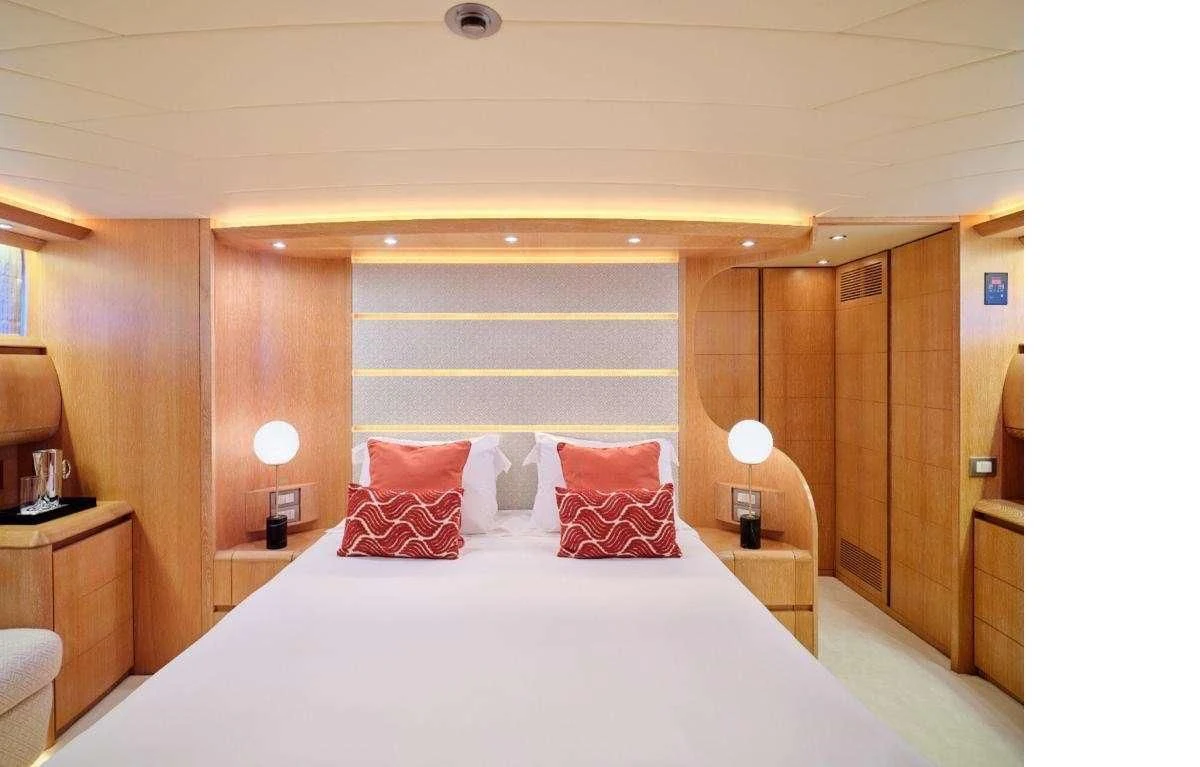a bed in a room aboard IRENE'S Yacht for Sale