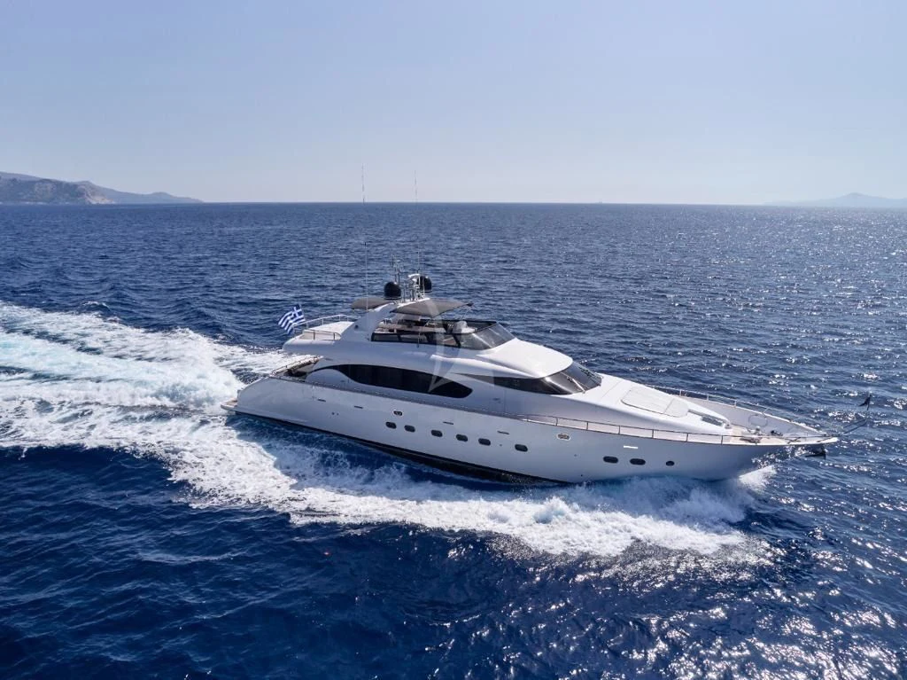 a white yacht on the water aboard IRENE'S Yacht for Sale