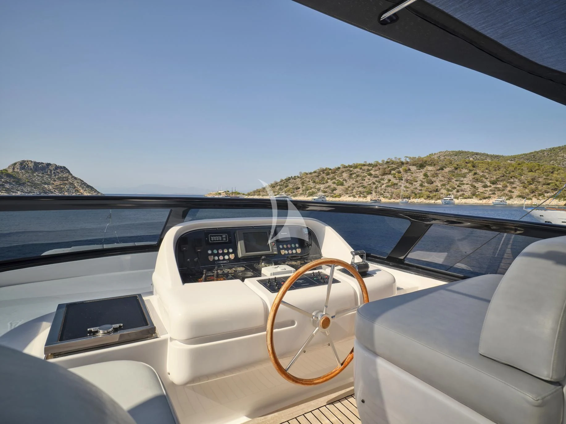 the interior of a car aboard IRENE'S Yacht for Sale