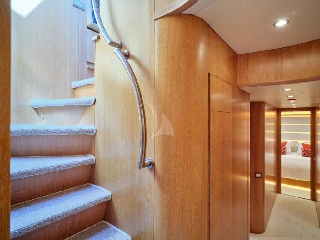a wood door in a room aboard IRENE'S Yacht for Sale