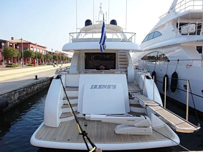 a boat docked at a pier aboard IRENE'S Yacht for Sale