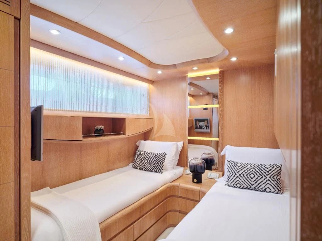 a room with two beds aboard IRENE'S Yacht for Sale