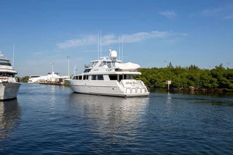 a group of boats in a harbor aboard LADY GRACE Yacht for Sale