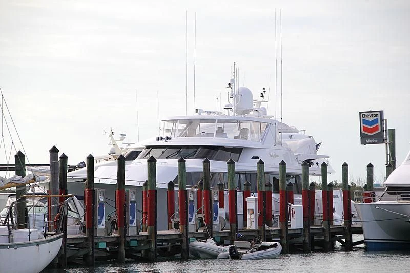 a large white boat aboard LADY GRACE Yacht for Sale
