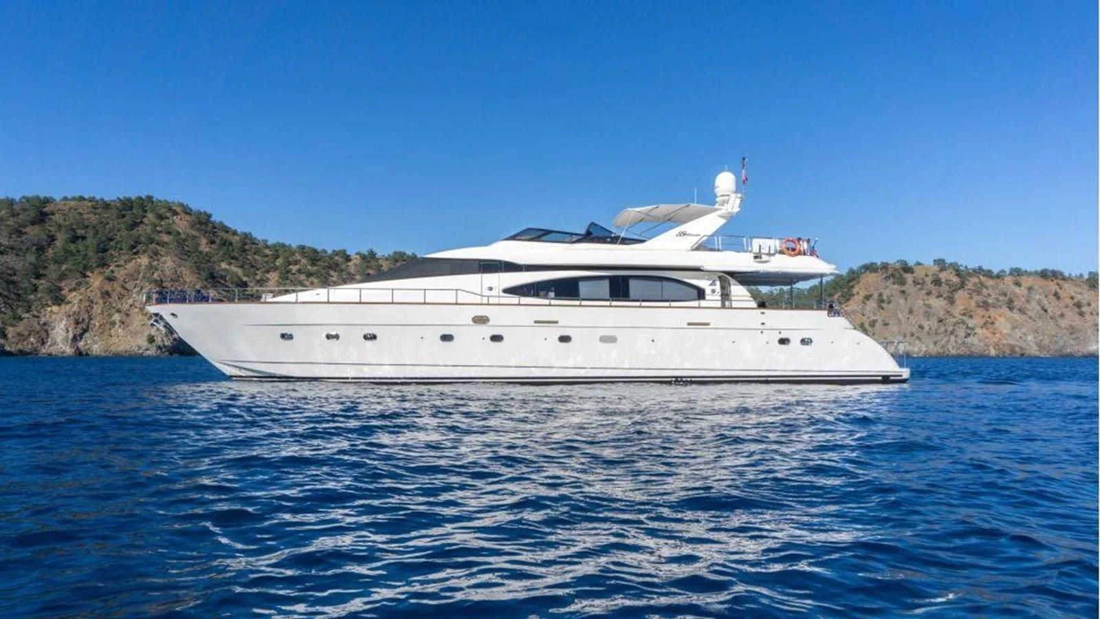 a white yacht on the water aboard STOLI Yacht for Sale