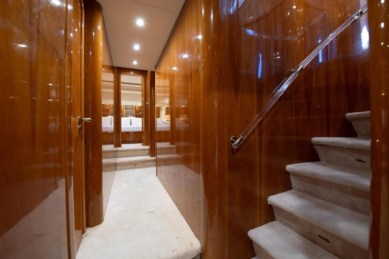 a bathroom with a large shower aboard STOLI Yacht for Sale