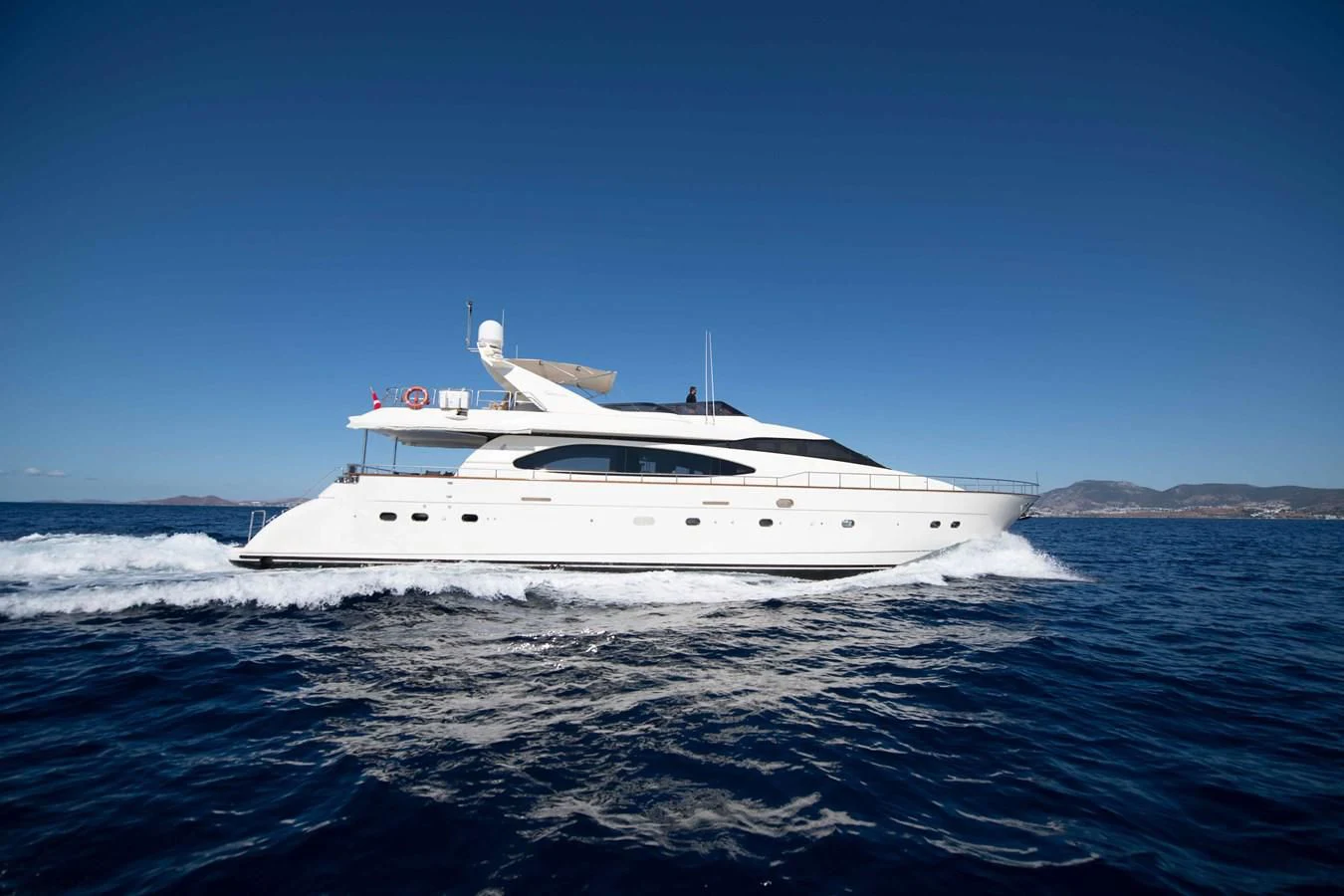 a white yacht on the water aboard STOLI Yacht for Sale