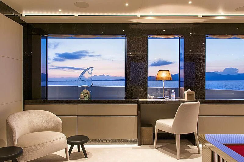 a room with a large screen aboard MY EDEN Yacht for Sale