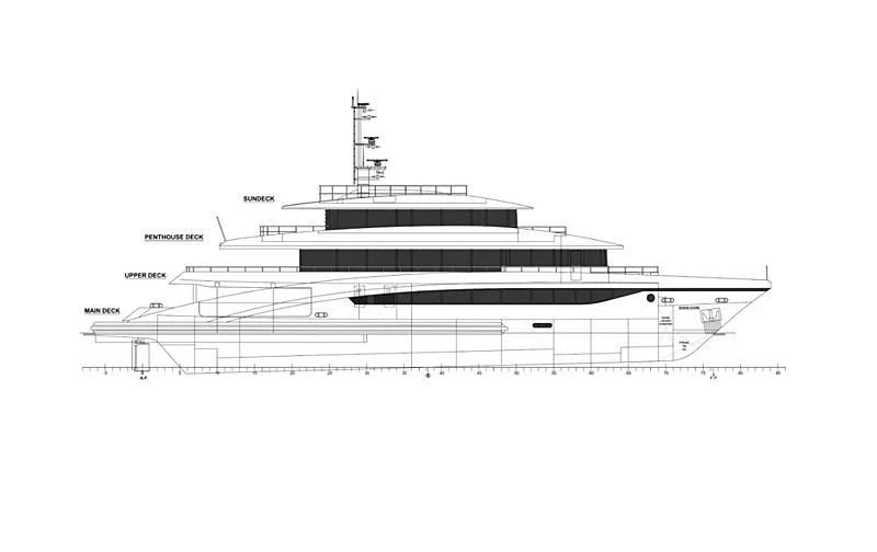 diagram, engineering drawing aboard MY EDEN Yacht for Sale