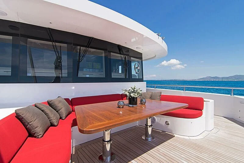 a table on a boat aboard MY EDEN Yacht for Sale