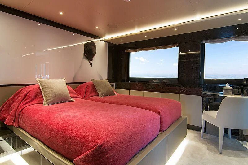 a bed in a room aboard MY EDEN Yacht for Sale