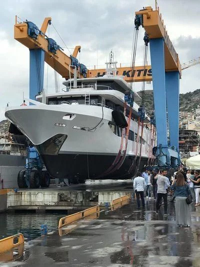 a boat docked at a port aboard MY EDEN Yacht for Sale