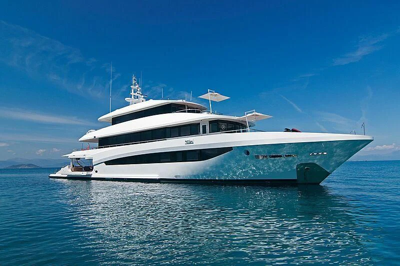 a white yacht in the water aboard MY EDEN Yacht for Sale