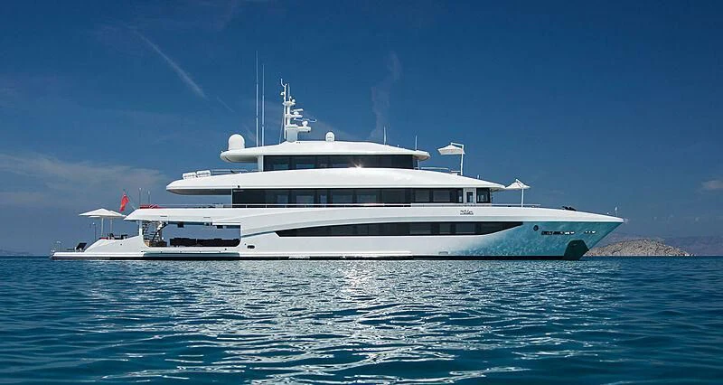 a large white boat in the water aboard MY EDEN Yacht for Sale