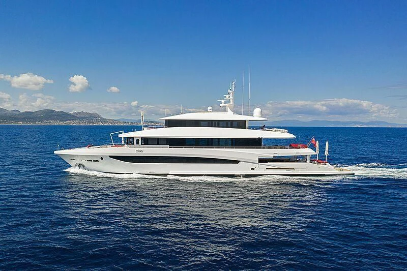 a white boat in the water aboard MY EDEN Yacht for Sale