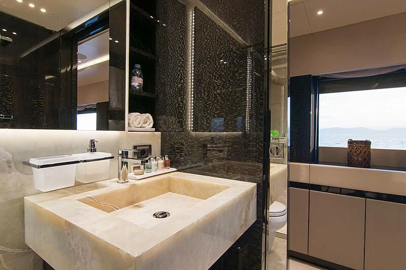a bathroom with a large tub aboard MY EDEN Yacht for Sale