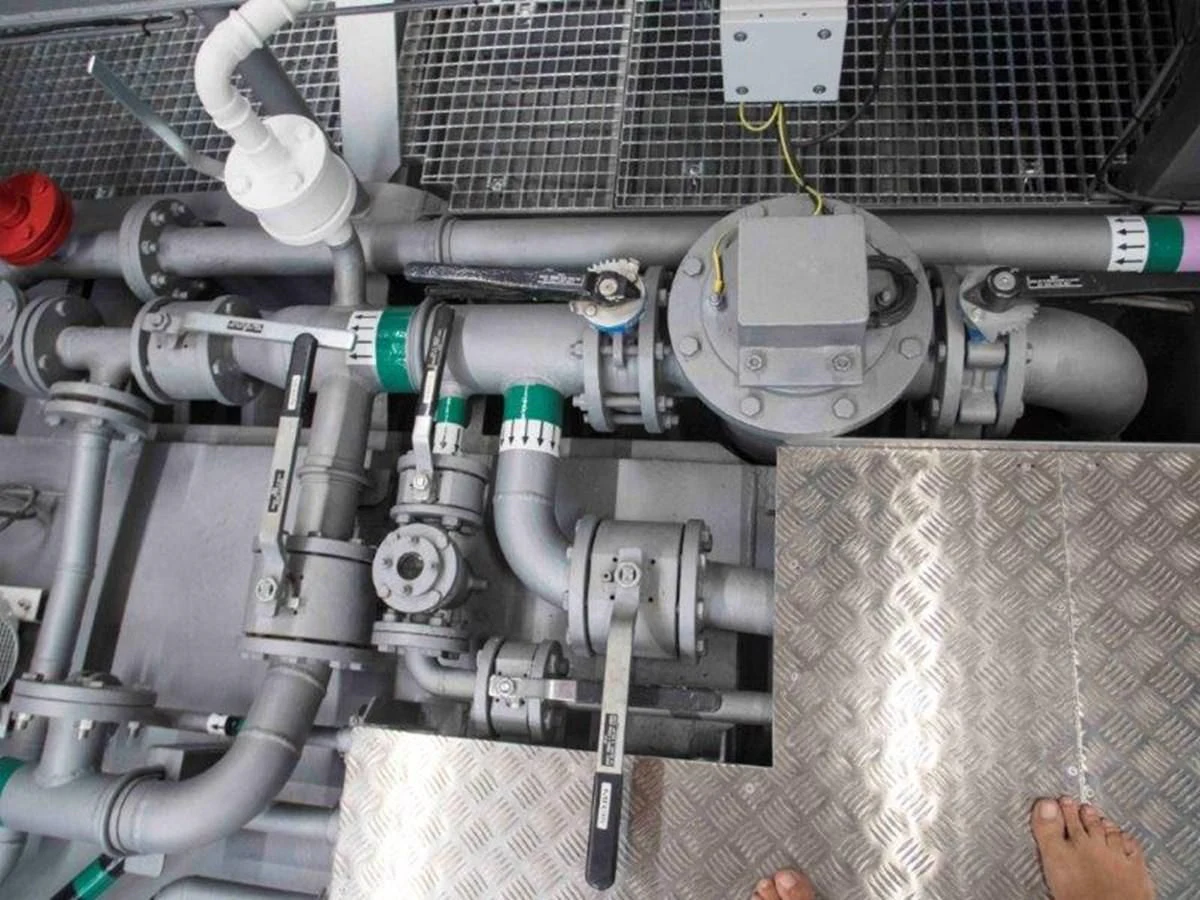 a machine with wires aboard OCEAN KING 130 Yacht for Sale