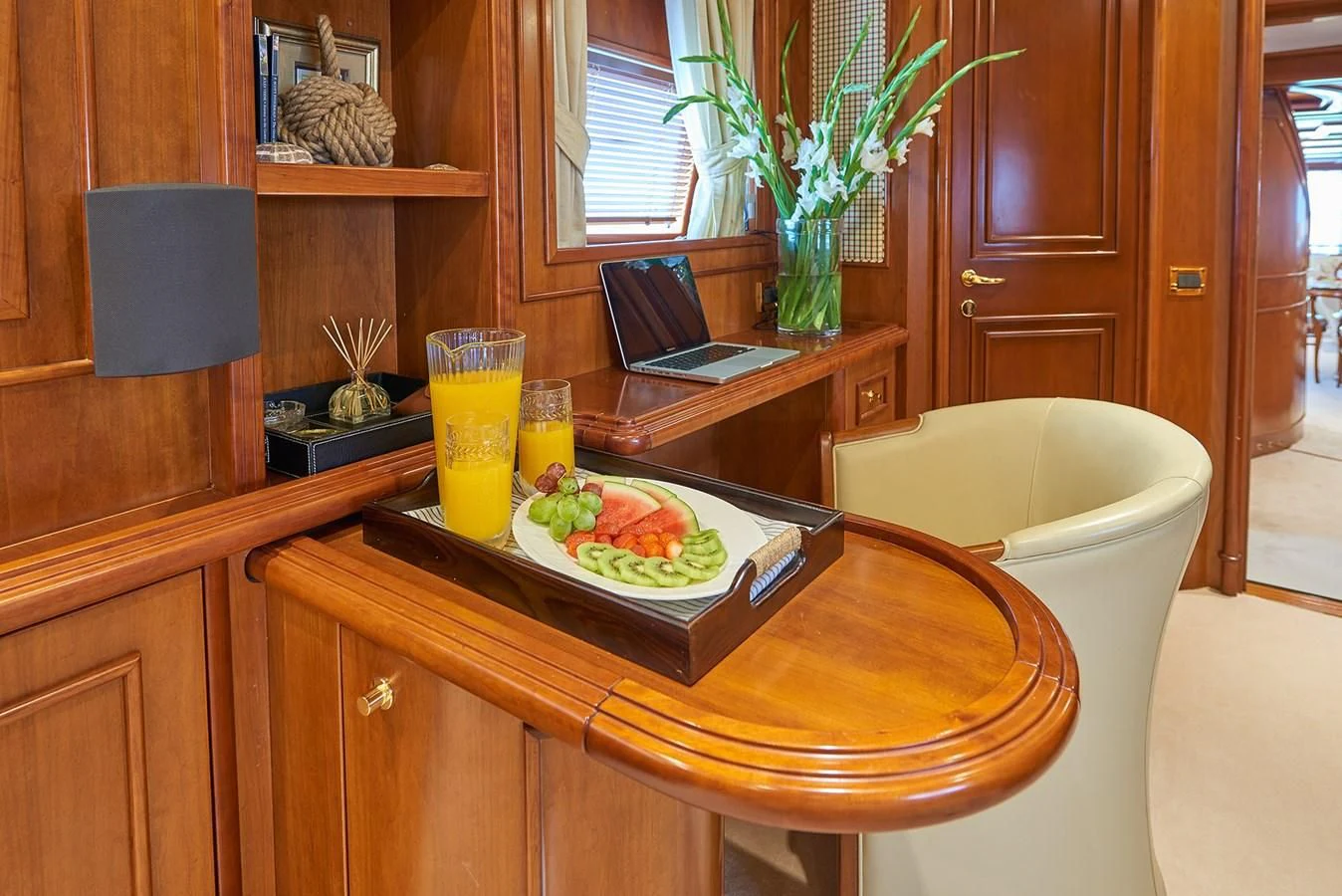 a table with food on it aboard IMAGINE Yacht for Charter