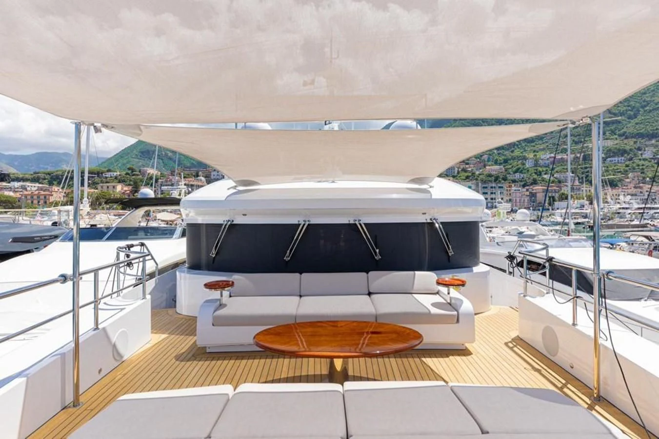a boat on a deck aboard UNDICI Yacht for Sale
