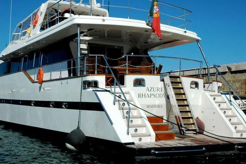 a boat on the water aboard AZURE RHAPSODY Yacht for Sale