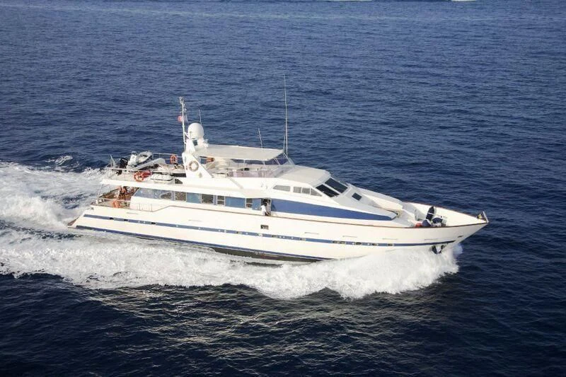 a white yacht in the water aboard AZURE RHAPSODY Yacht for Sale
