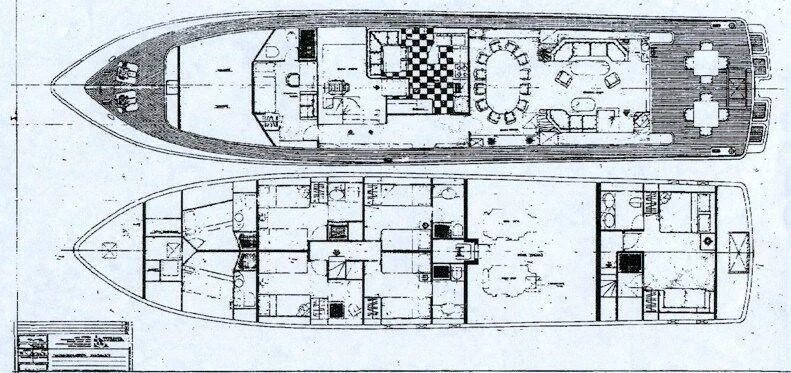 diagram, engineering drawing aboard AZURE RHAPSODY Yacht for Sale