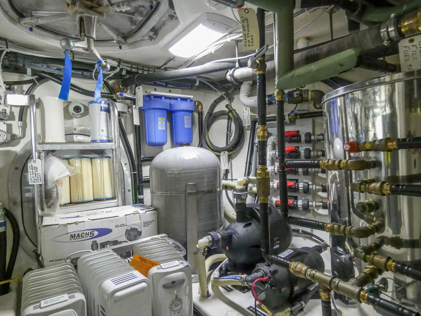 a room with machinery aboard IIWII Yacht for Sale