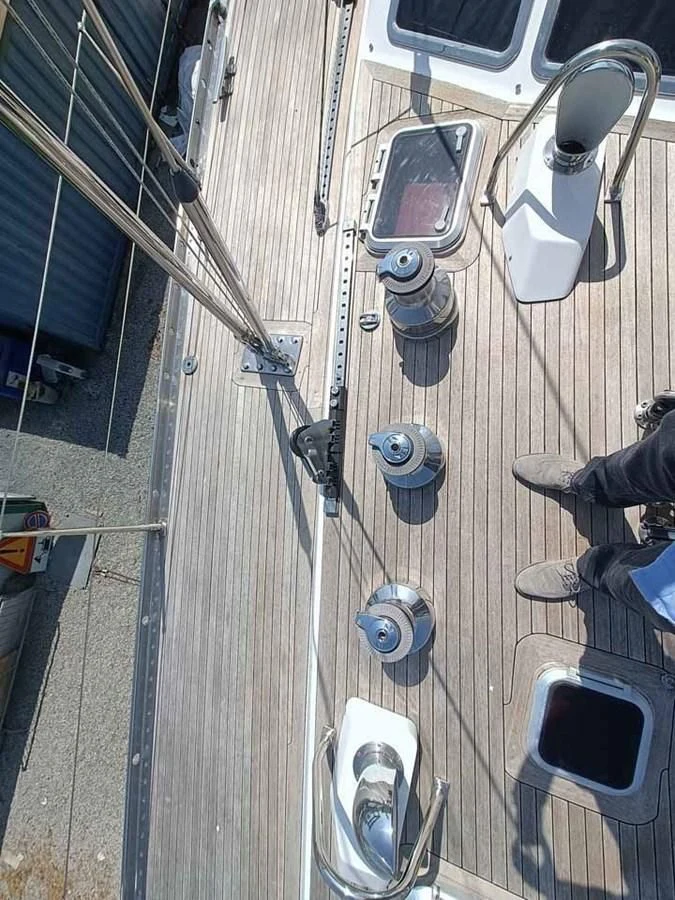 a truck with a large trailer aboard PLUM Yacht for Sale