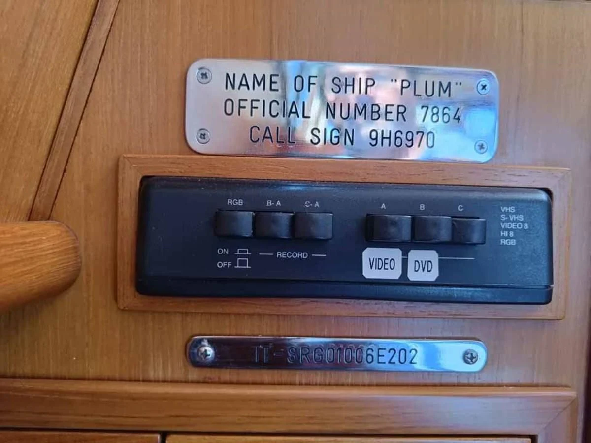 a rectangular electronic device aboard PLUM Yacht for Sale