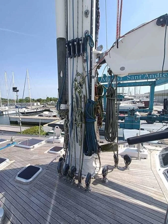 a large machine on a trailer aboard PLUM Yacht for Sale