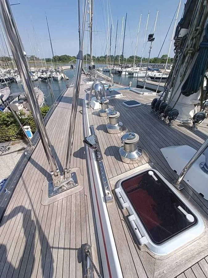 a view of a city from a balcony aboard PLUM Yacht for Sale