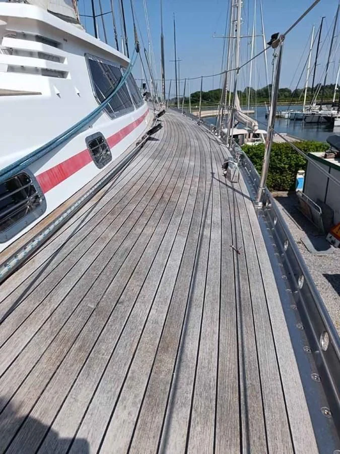a train on a railway track aboard PLUM Yacht for Sale
