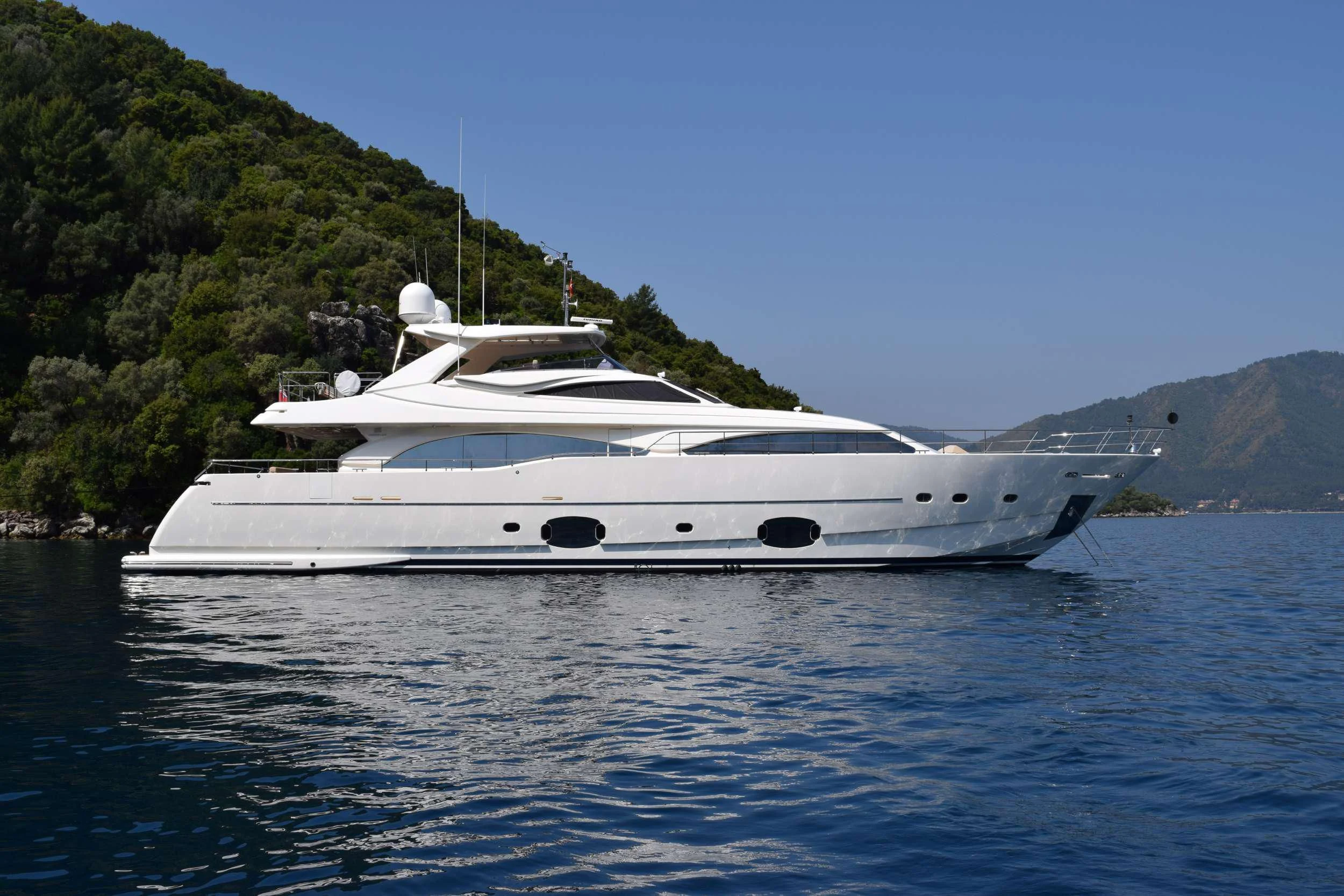 a white yacht on the water aboard PAREAKKI Yacht for Sale