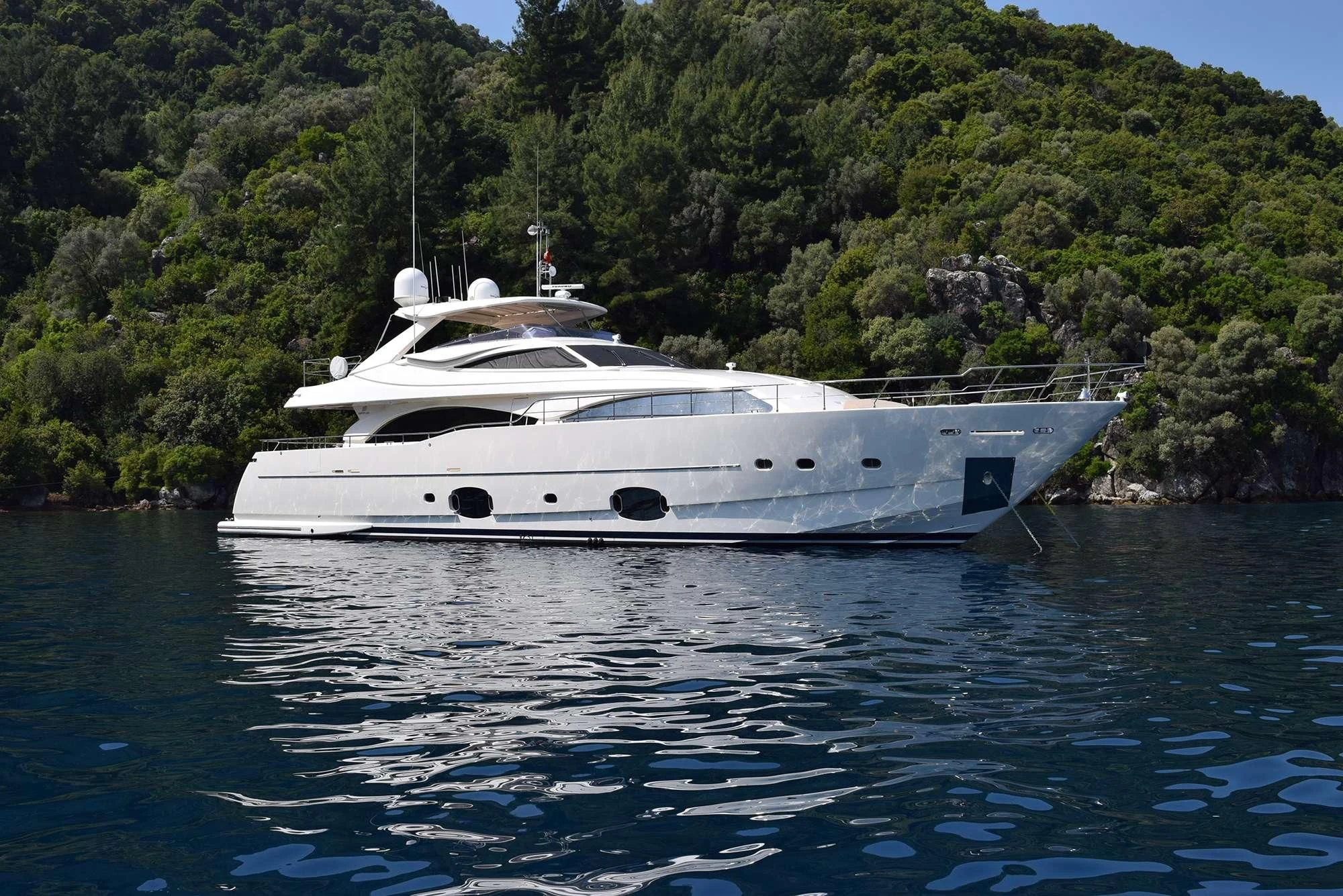a white yacht on the water aboard PAREAKKI Yacht for Sale