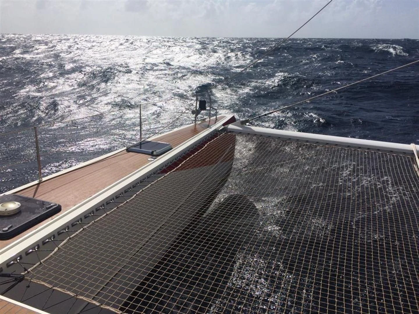 a deck of a ship aboard HELICAT RED Yacht for Sale