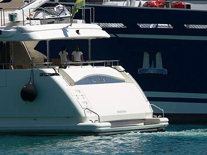 a couple of people on a boat aboard TWO KAY Yacht for Sale