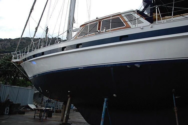a boat docked in a harbor aboard ISABEL Yacht for Sale