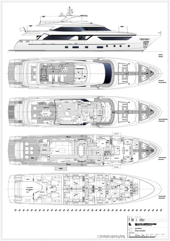 diagram, engineering drawing aboard LANCE Yacht for Sale
