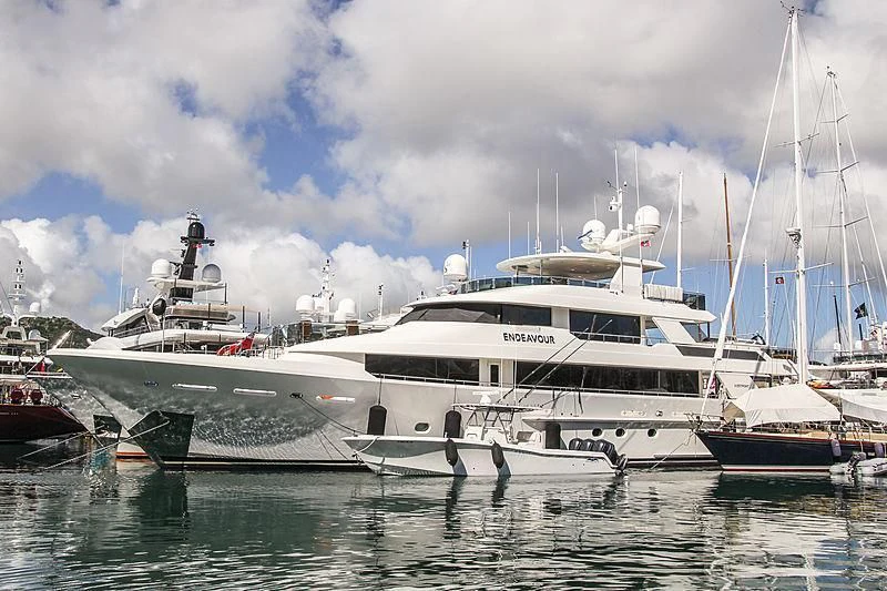 a group of boats in a harbor aboard JESTSTREAM Yacht for Sale