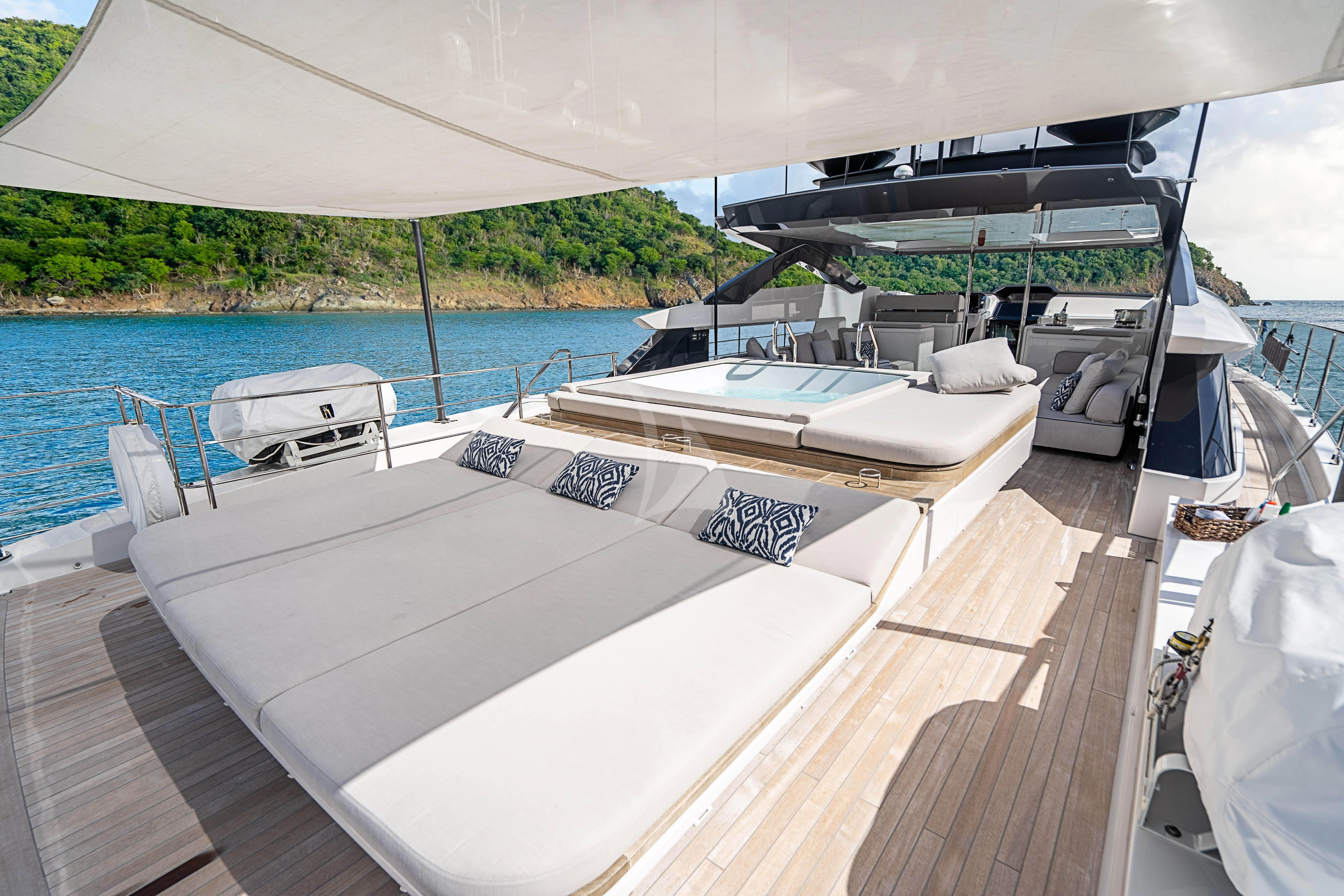a boat on a deck aboard NEVER BLUE Yacht for Sale