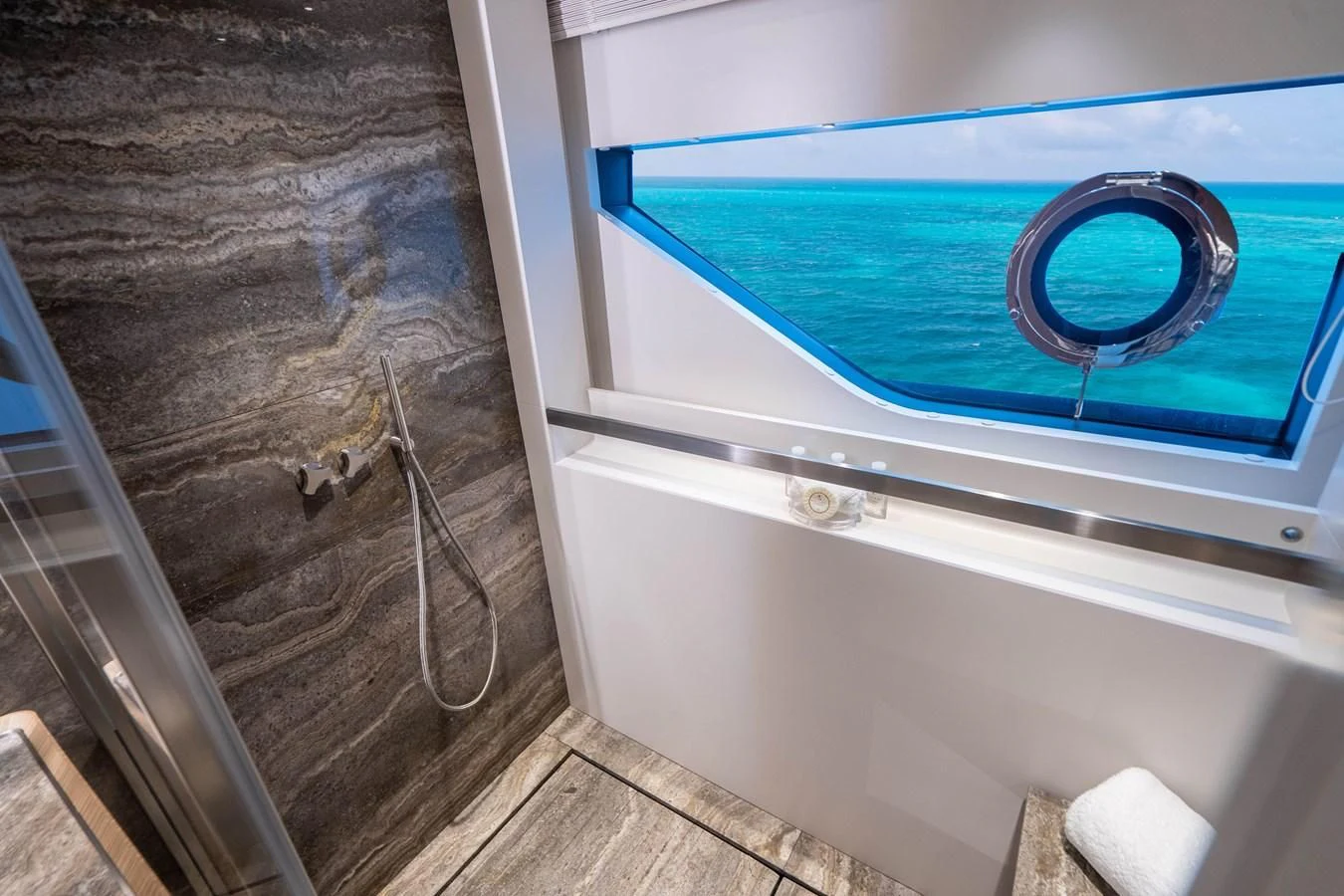 a pool with a hose attached to it aboard NEVER BLUE Yacht for Sale