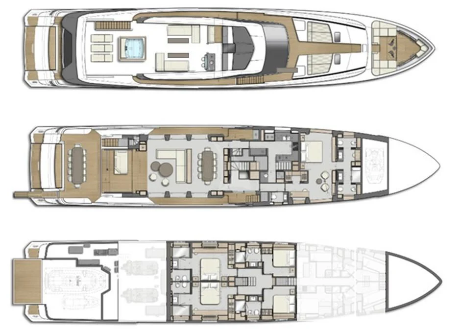 diagram, engineering drawing aboard NEVER BLUE Yacht for Sale