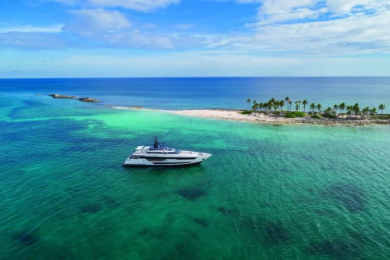 a boat in the ocean aboard NEVER BLUE Yacht for Sale