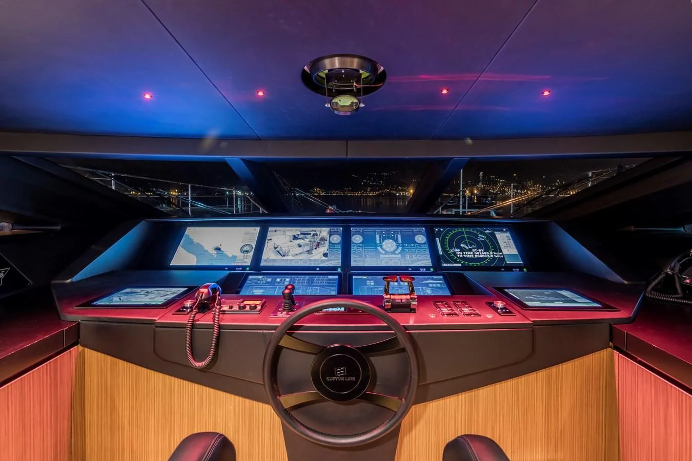 a large video game console aboard NEVER BLUE Yacht for Sale