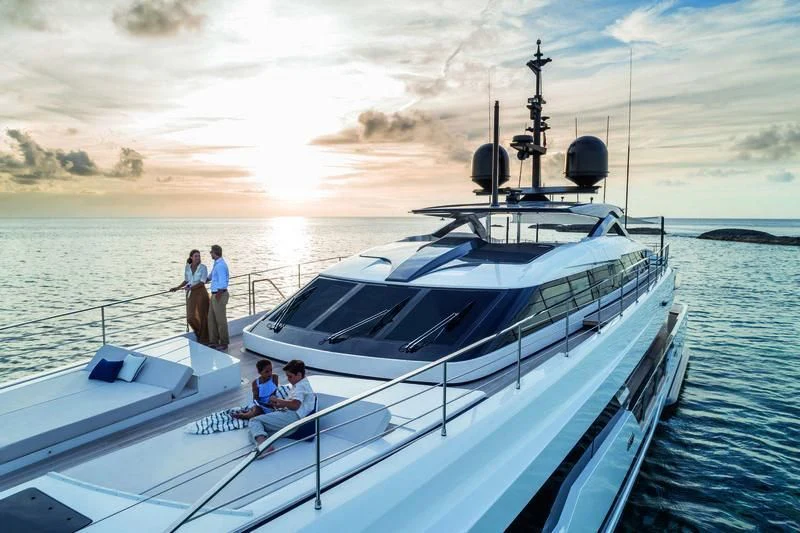 a group of people on a boat aboard NEVER BLUE Yacht for Sale