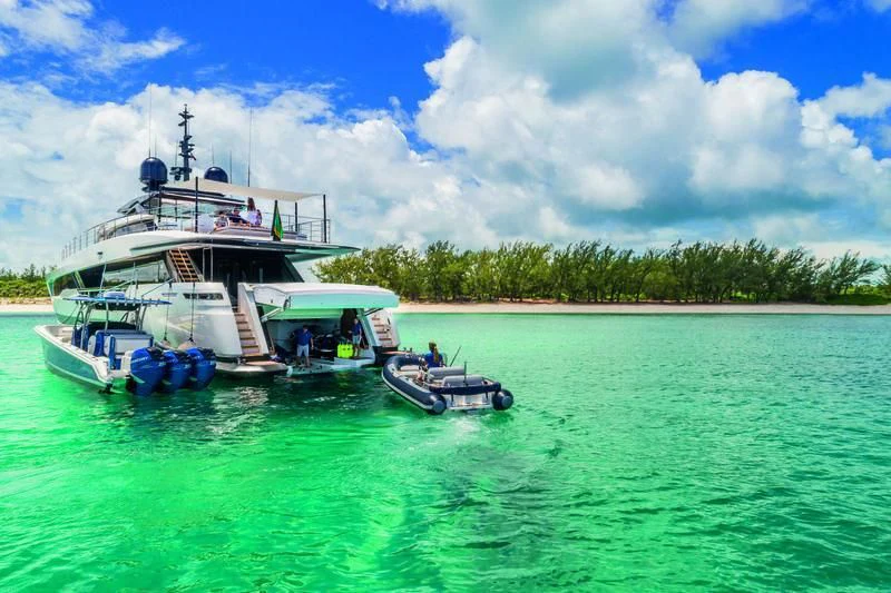 a boat in the water aboard NEVER BLUE Yacht for Sale