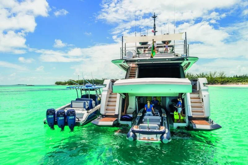 a boat on the water aboard NEVER BLUE Yacht for Sale